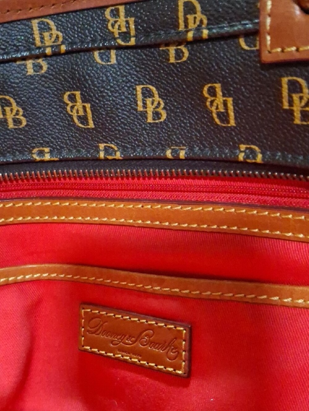 Dooney & Bourke Brown and Tan Logo Tote - Picture 6 of 12